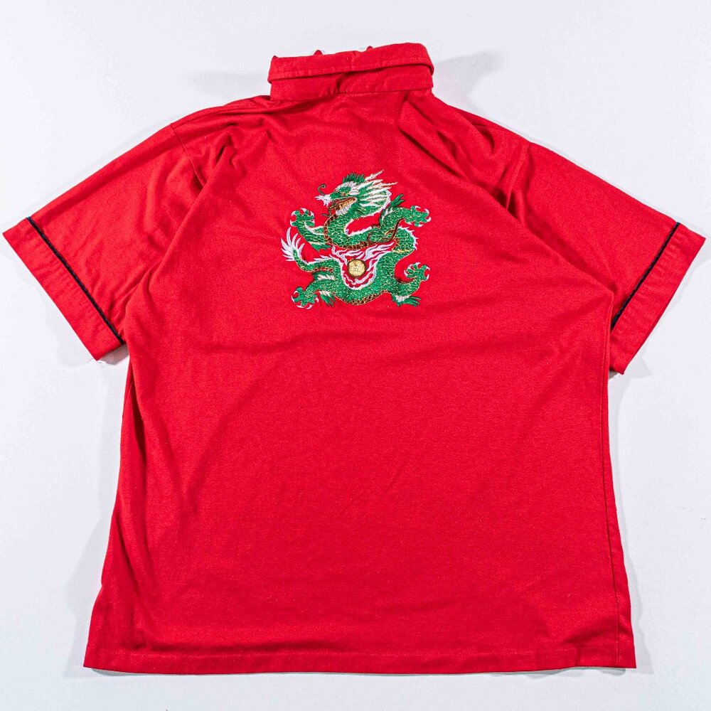 Vtg 70s Hilton Bowling Shirt Large L Fredo Dragon Embroidered Rockabilly MCM